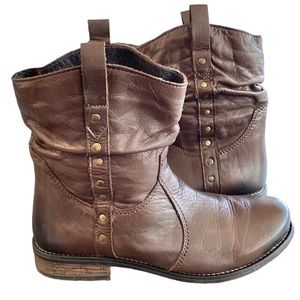 Tara M Laree Chocolate Brown Studded Stud Calf Slouch Pull On Boots Womens 41 11